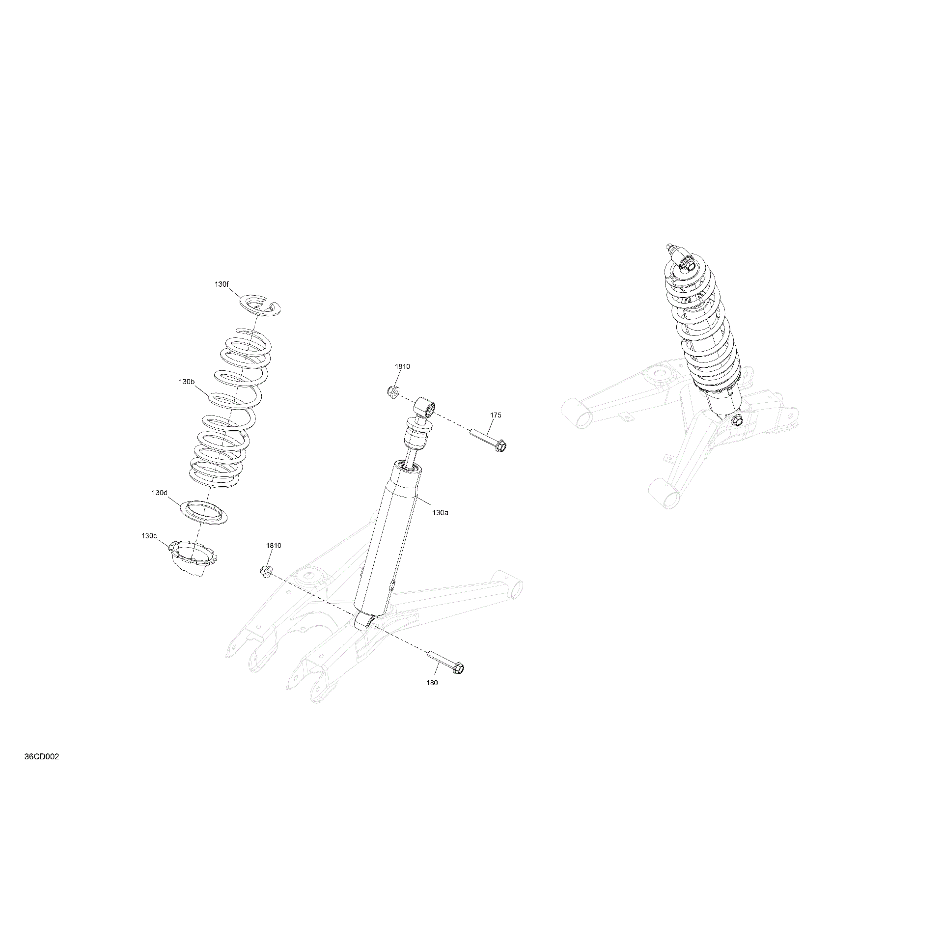 An Image of a Genuine Can-Am Parts Schematic Diagram showing the schematic - SUSPENSION - REAR SHOCKS