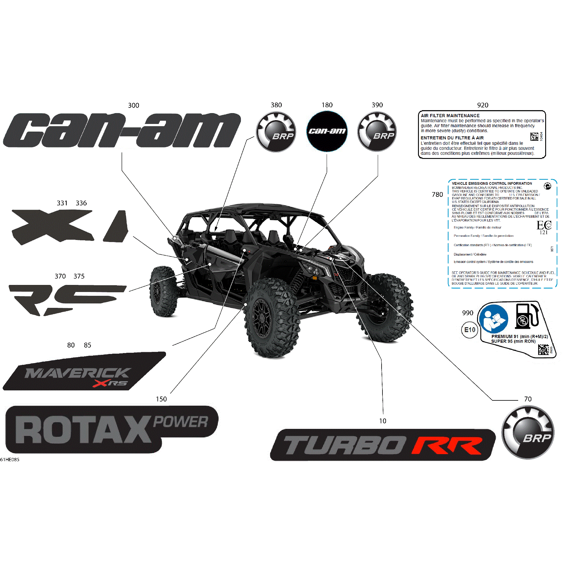 An Image of a Genuine Can-Am Parts Schematic Diagram showing the schematic - BODY - DECALS