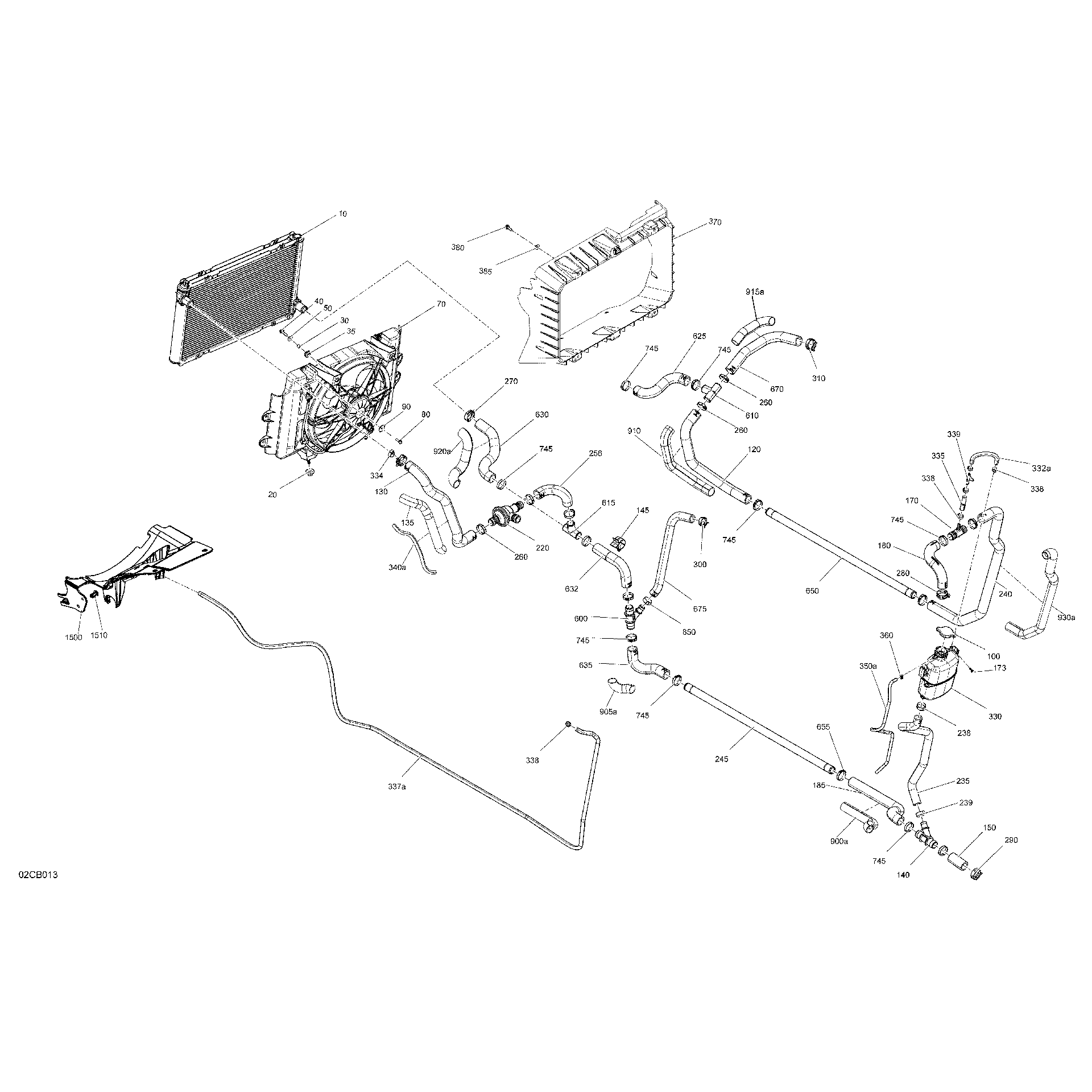 An Image of a Genuine Can-Am Parts Schematic Diagram showing the schematic - ENGINE - COOLING