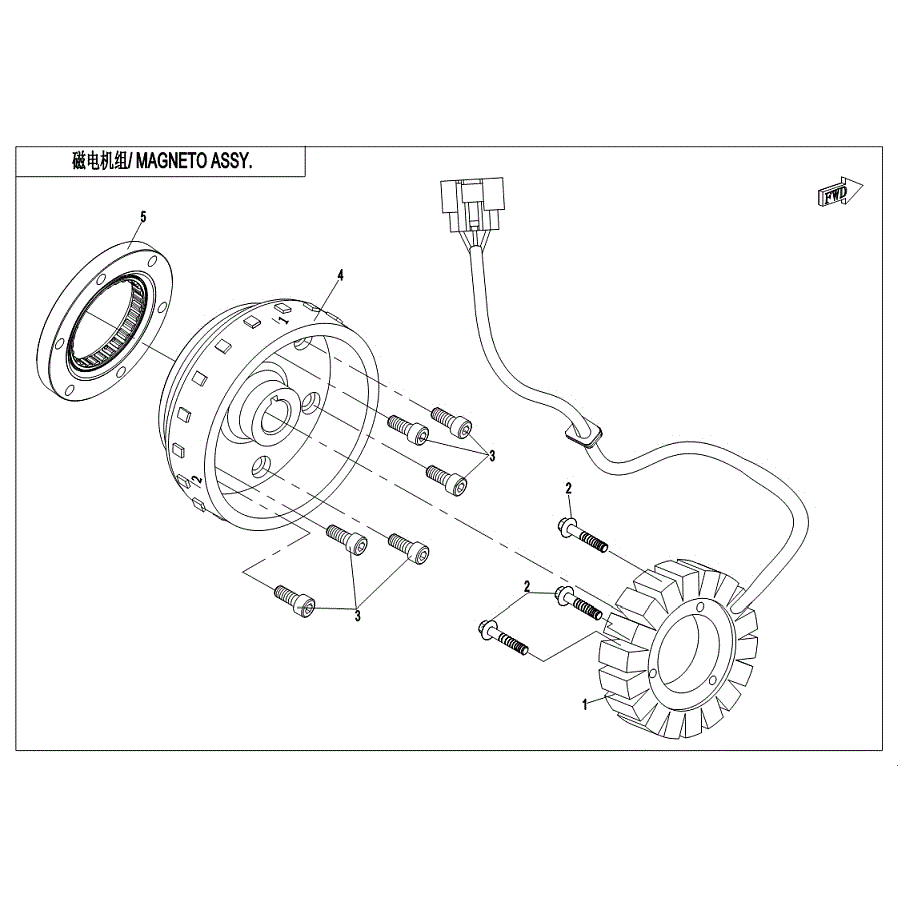 An Image of a Genuine CFMOTO Parts Schematic Diagram showing the schematic - MAGNETO ASSY. (HIGH POWER) - 2019 CFMOTO ZFORCE 800 Trail