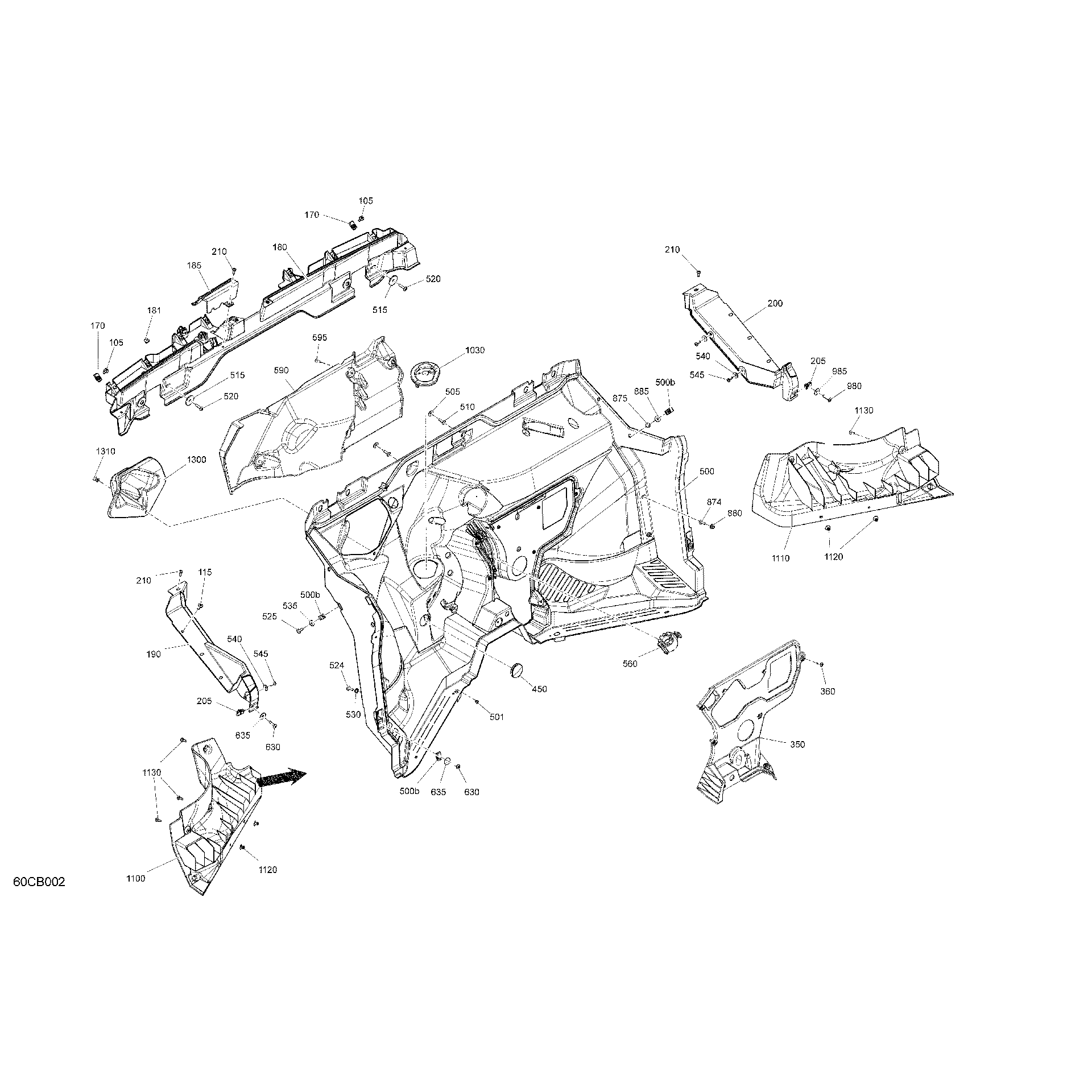 An Image of a Genuine Can-Am Parts Schematic Diagram showing the schematic - CAB INTERIOR - FIREWALL