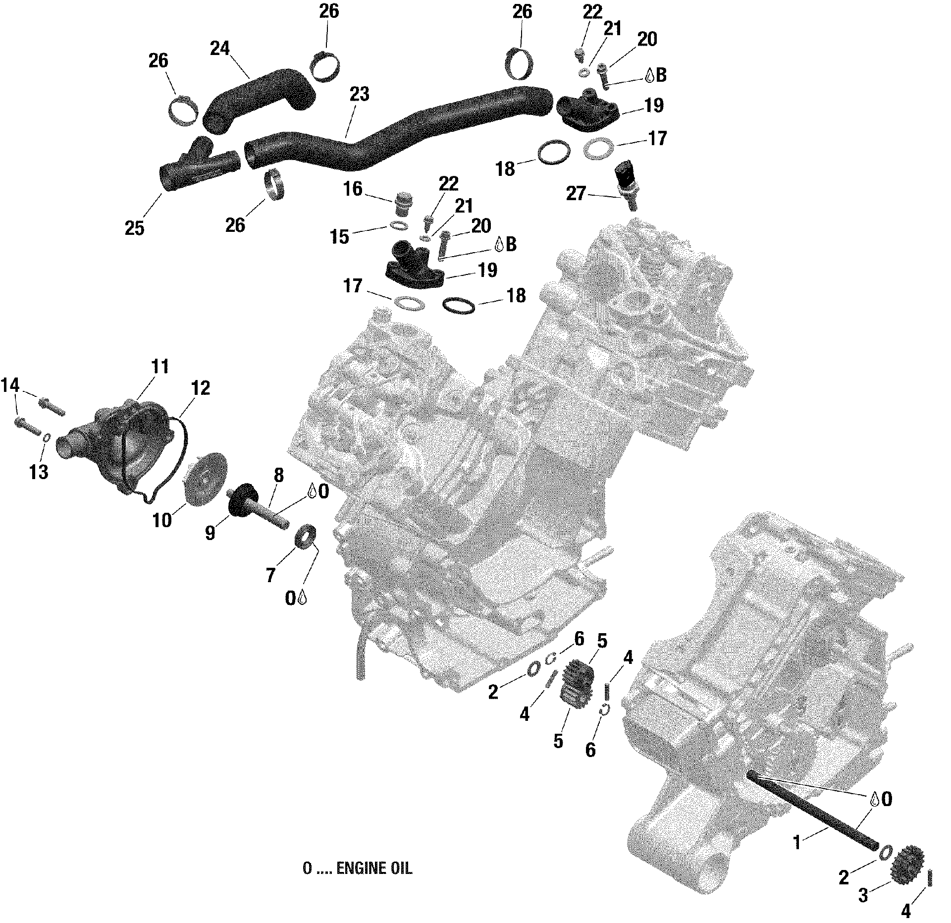 An Image of a Genuine Can-Am Parts Schematic Diagram showing the schematic - ROTAX - ENGINE COOLING