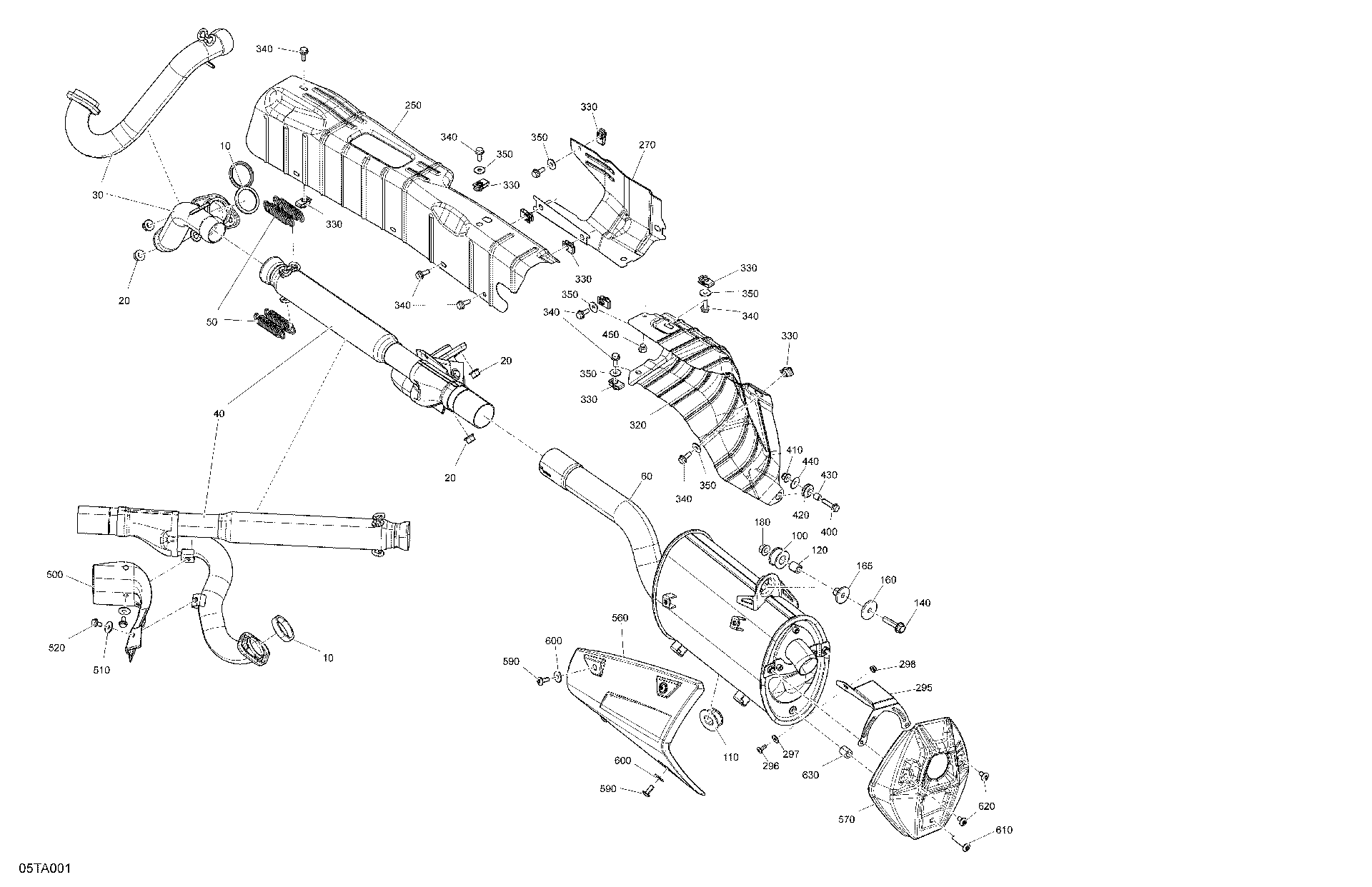 An Image of a Genuine Can-Am Parts Schematic Diagram showing the schematic - ENGINE - EXHAUST