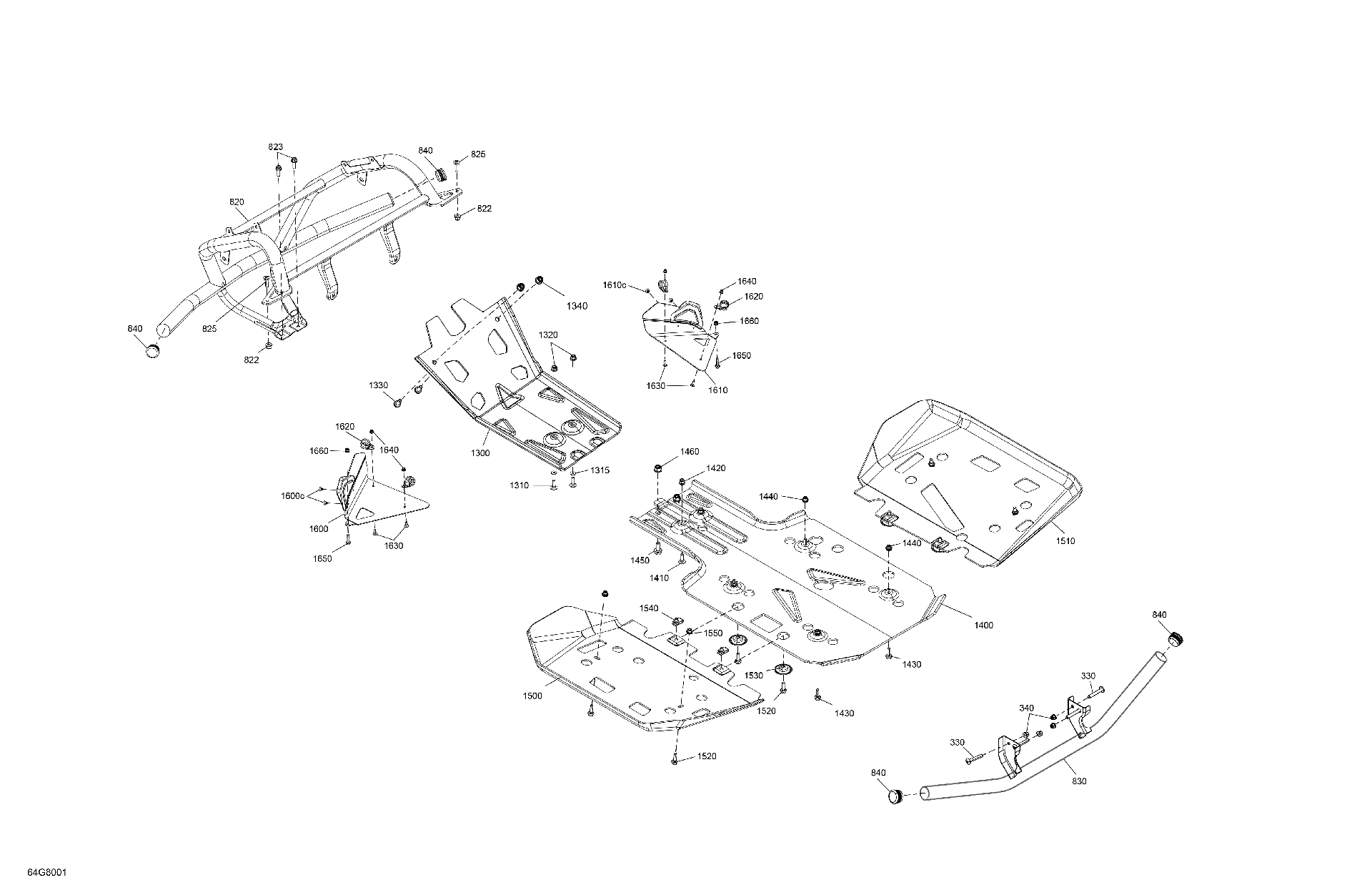 An Image of a Genuine Can-Am Parts Schematic Diagram showing the schematic - BODY - SKID PLATE AND BUMPER