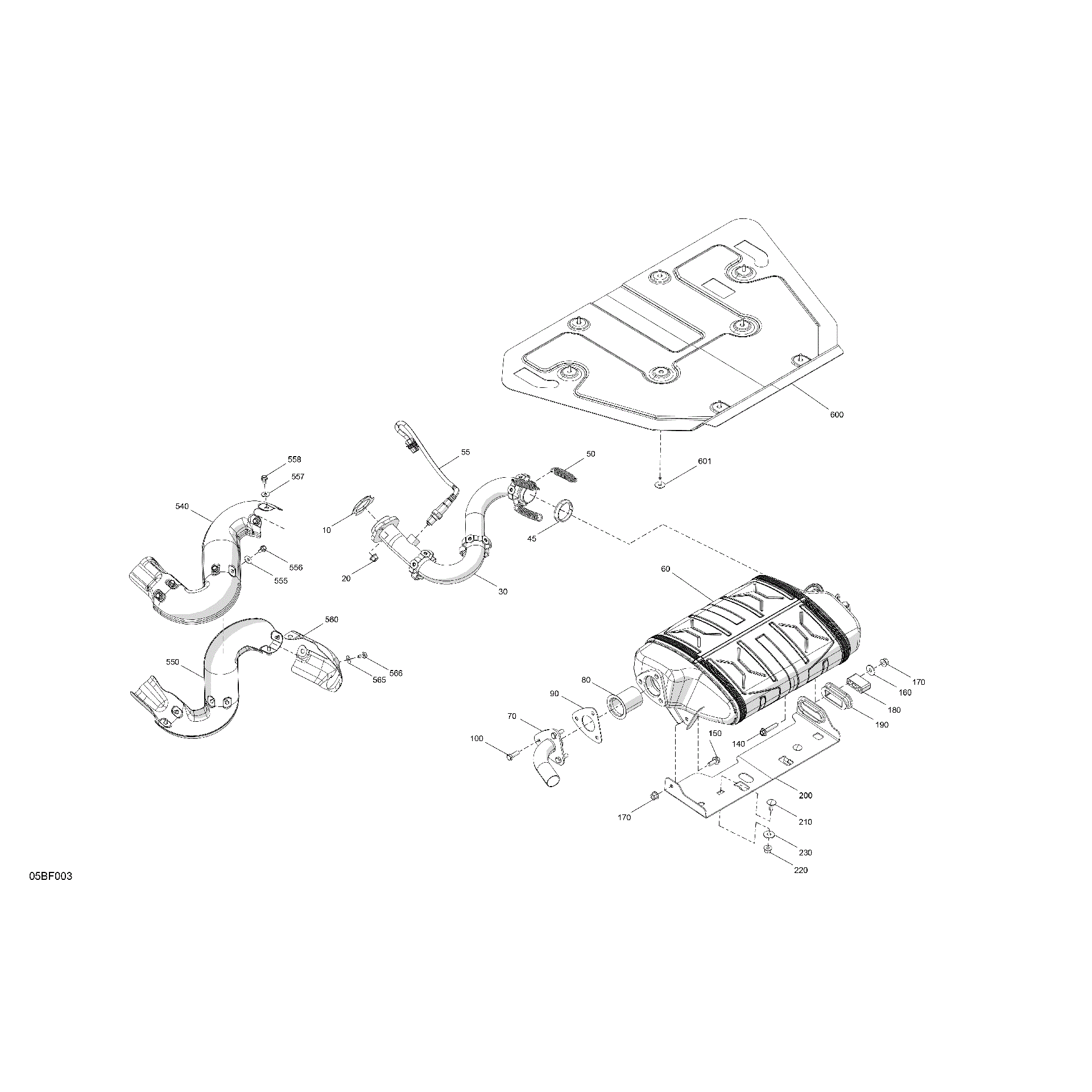 An Image of a Genuine Can-Am Parts Schematic Diagram showing the schematic - ENGINE - EXHAUST