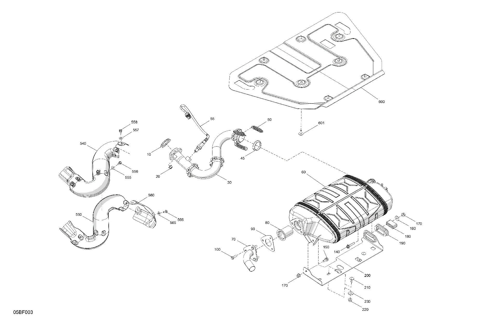 An Image of a Genuine Can-Am Parts Schematic Diagram showing the schematic - ENGINE - EXHAUST