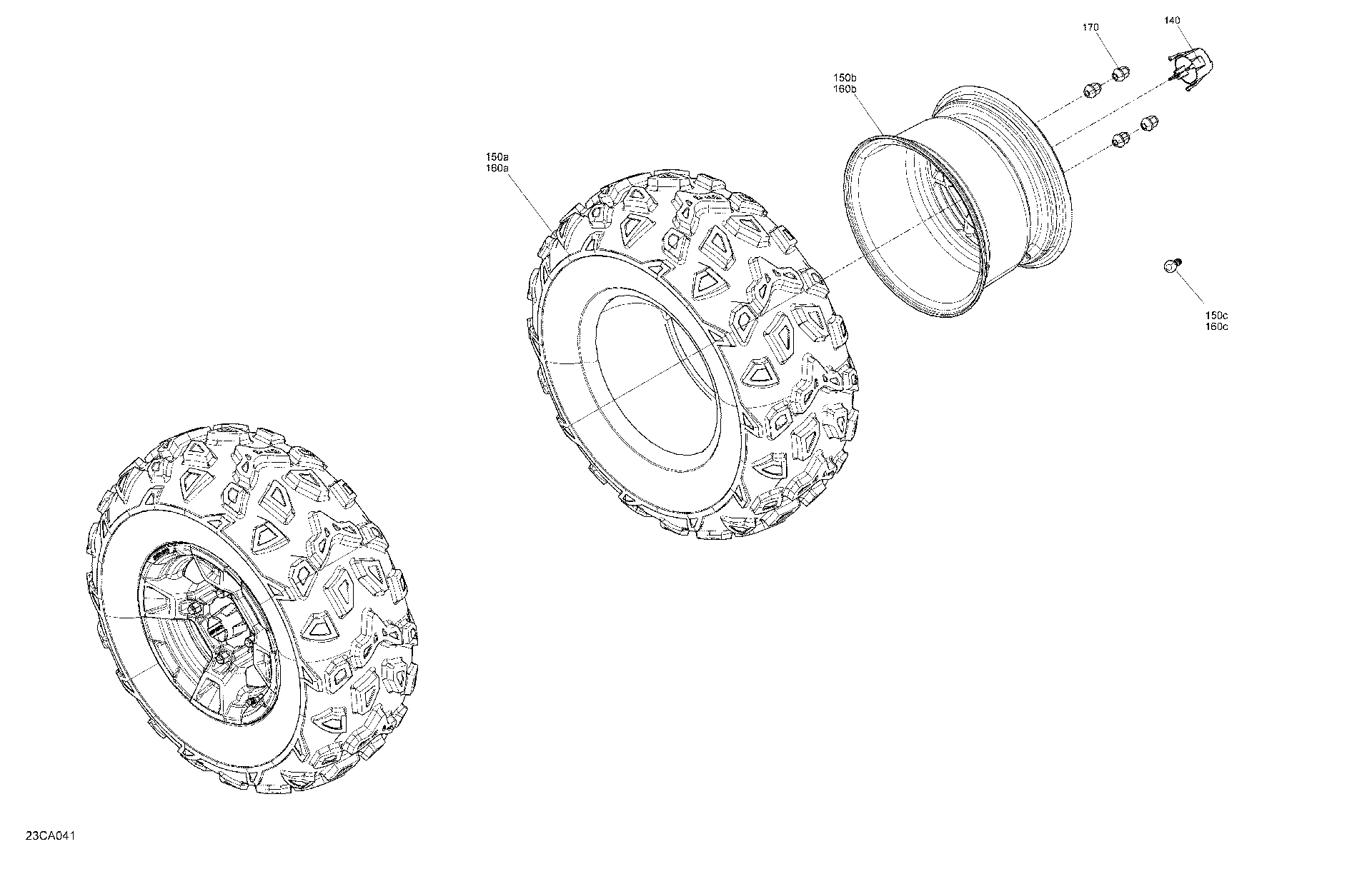 An Image of a Genuine Can-Am Parts Schematic Diagram showing the schematic - DRIVE - REAR WHEELS - DPS