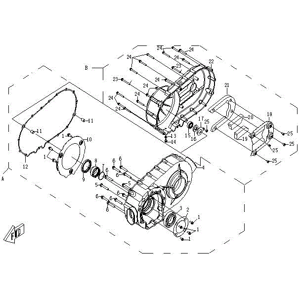 An Image of a genuine CFMOTO Parts Schematic Diagram showing the group - CVT HOUSING - 2016 CFMOTO CFORCE 500 SWB
