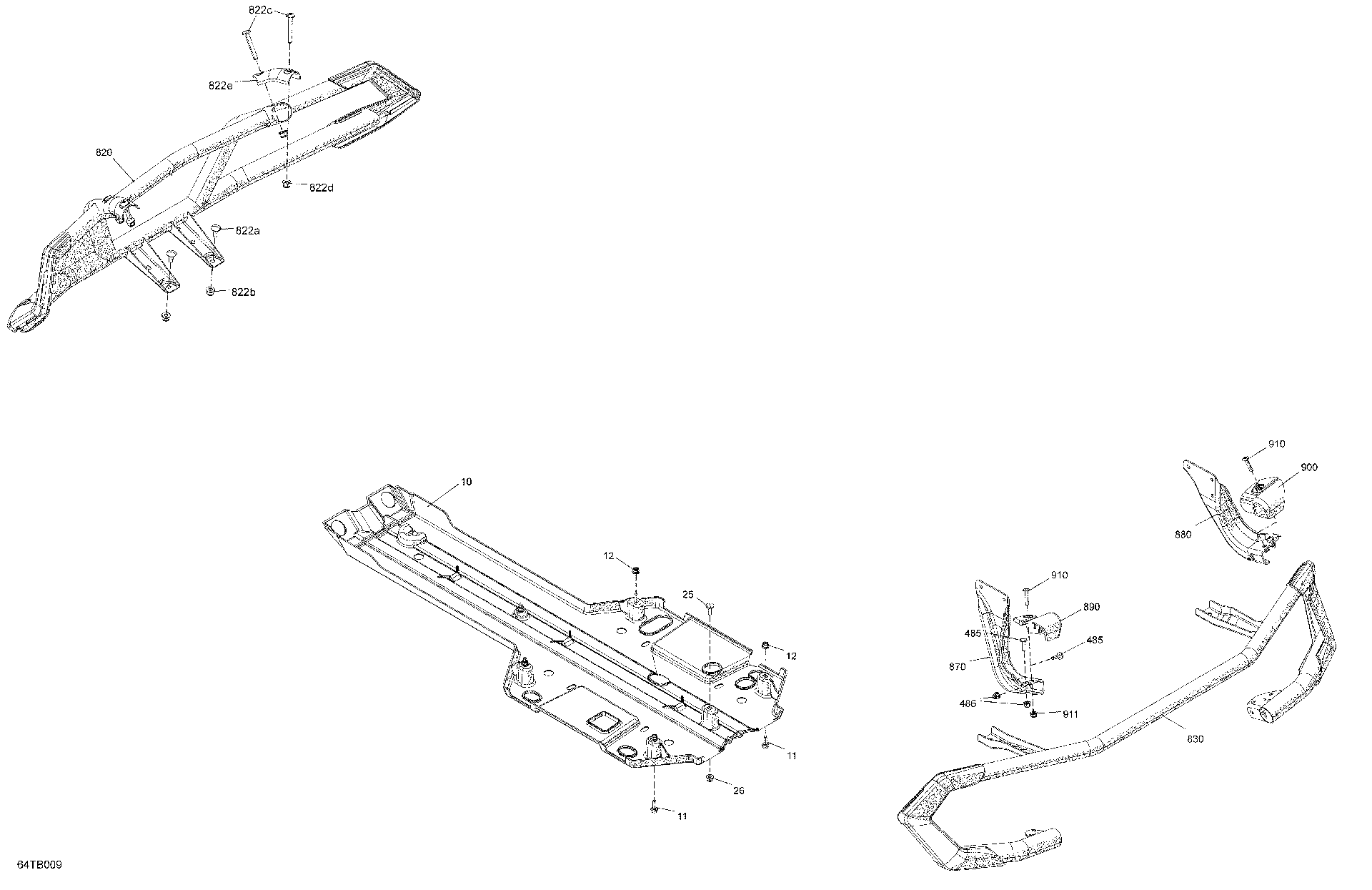 An Image of a Genuine Can-Am Parts Schematic Diagram showing the schematic - BODY - SKID PLATE AND BUMPER