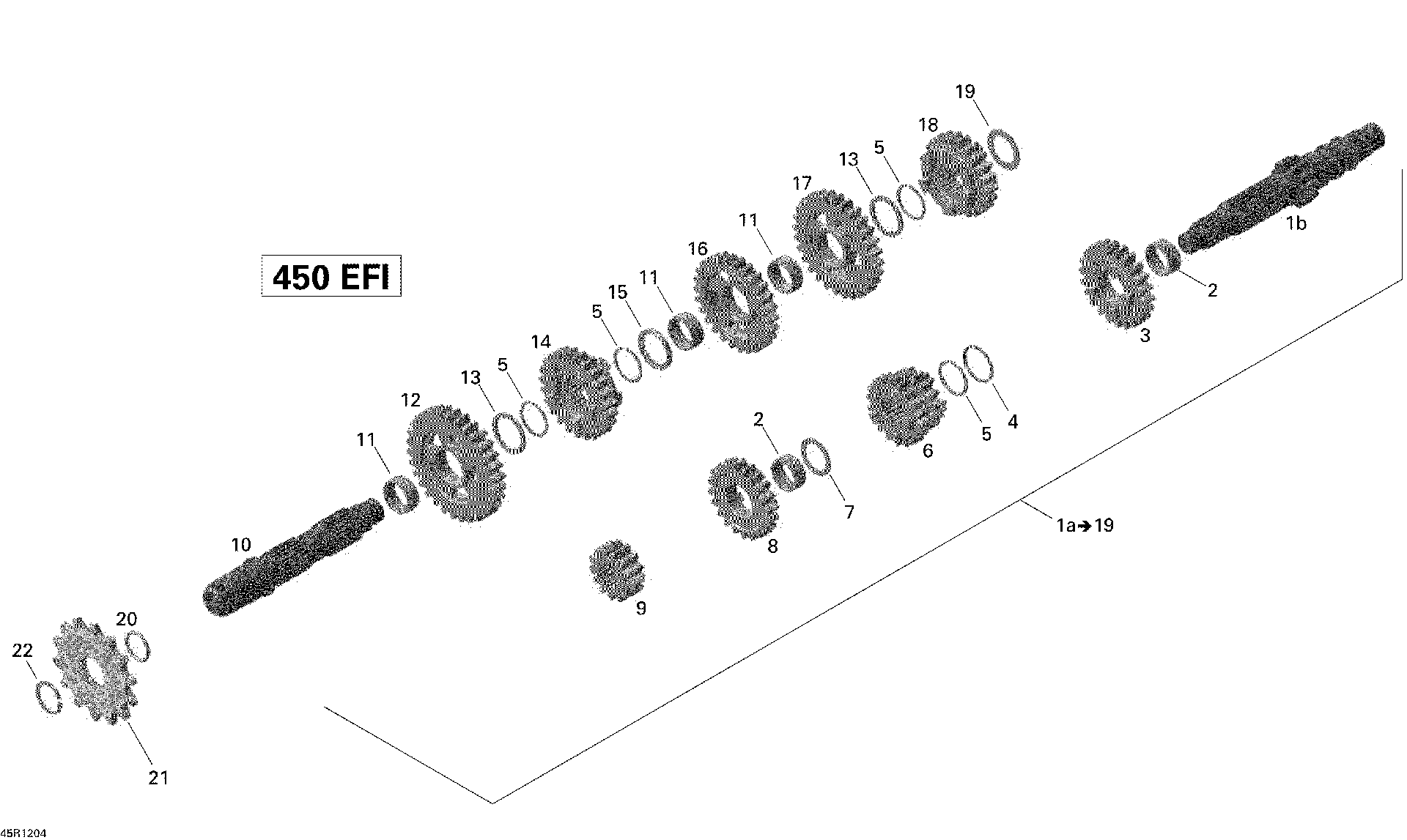 An Image of a Genuine Can-Am Parts Schematic Diagram showing the schematic - GEAR BOX