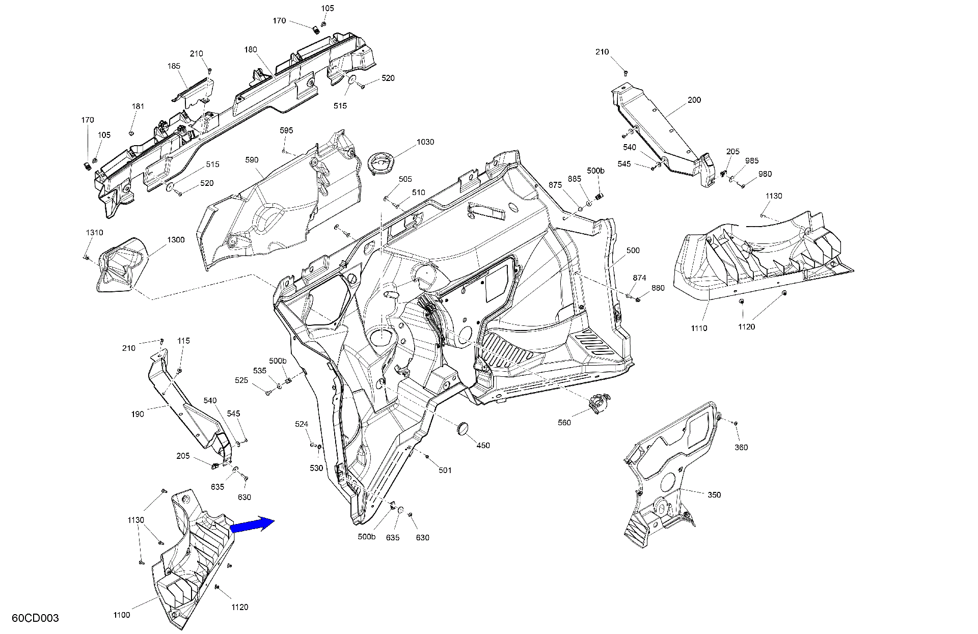 An Image of a Genuine Can-Am Parts Schematic Diagram showing the schematic - CAB INTERIOR - FIREWALL