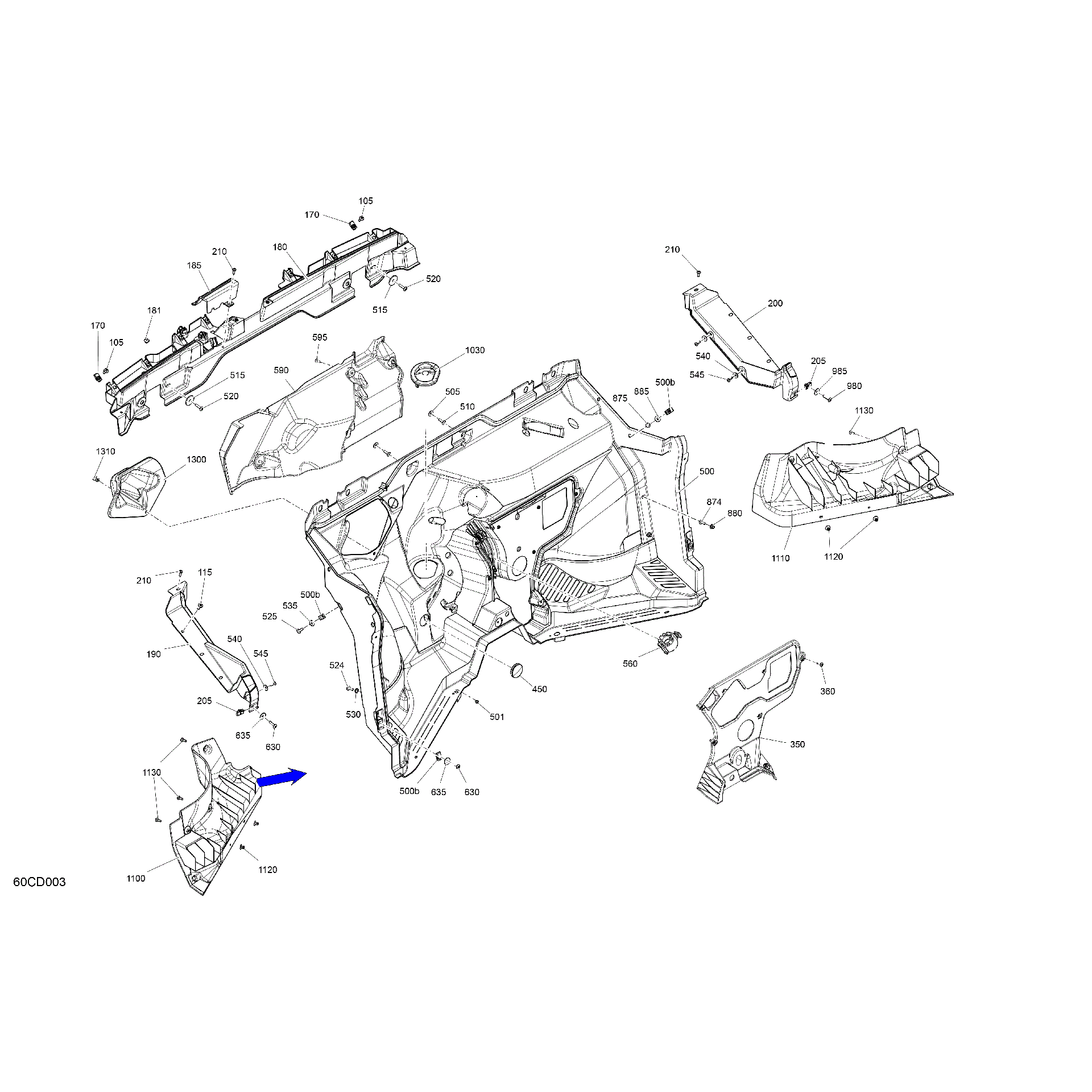 An Image of a Genuine Can-Am Parts Schematic Diagram showing the schematic - CAB INTERIOR - FIREWALL
