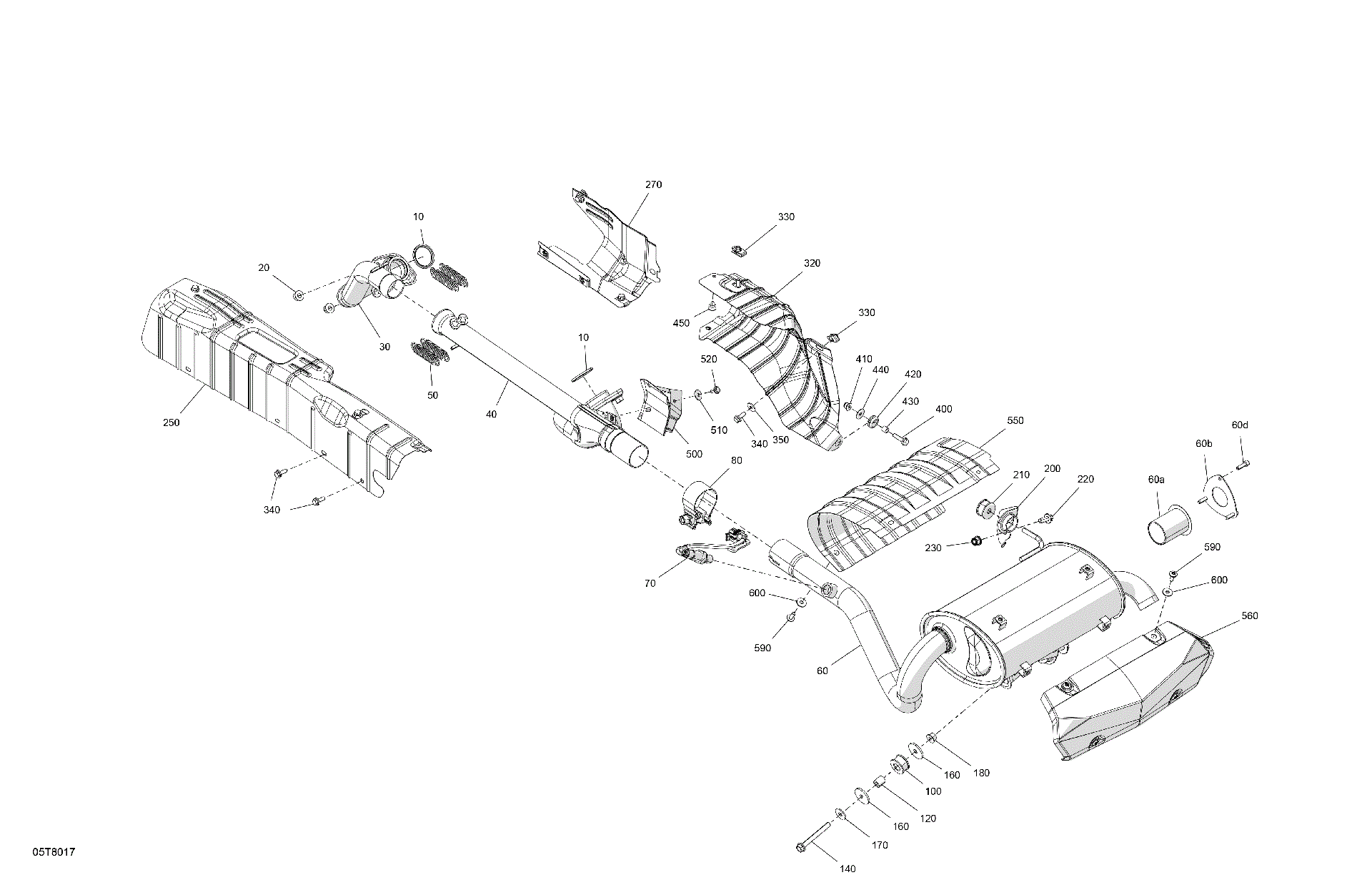 An Image of a Genuine Can-Am Parts Schematic Diagram showing the schematic - ENGINE - EXHAUST