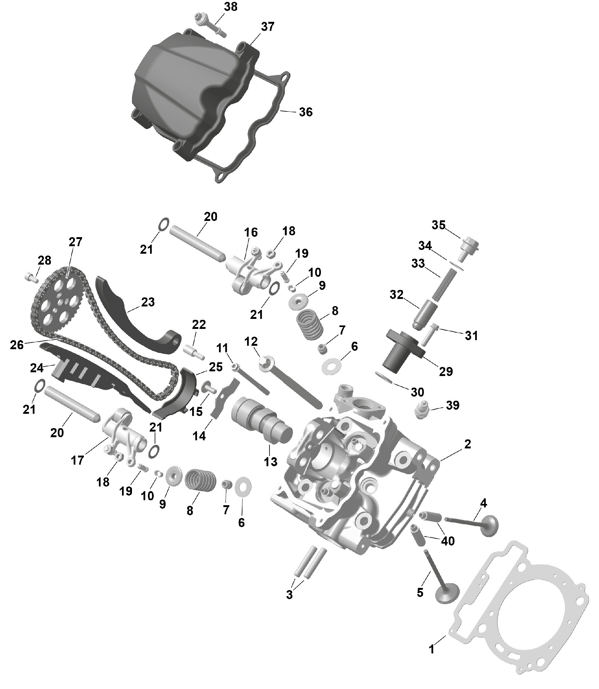 An Image of a Genuine Can-Am Parts Schematic Diagram showing the schematic - ROTAX - FRONT CYLINDER HEAD