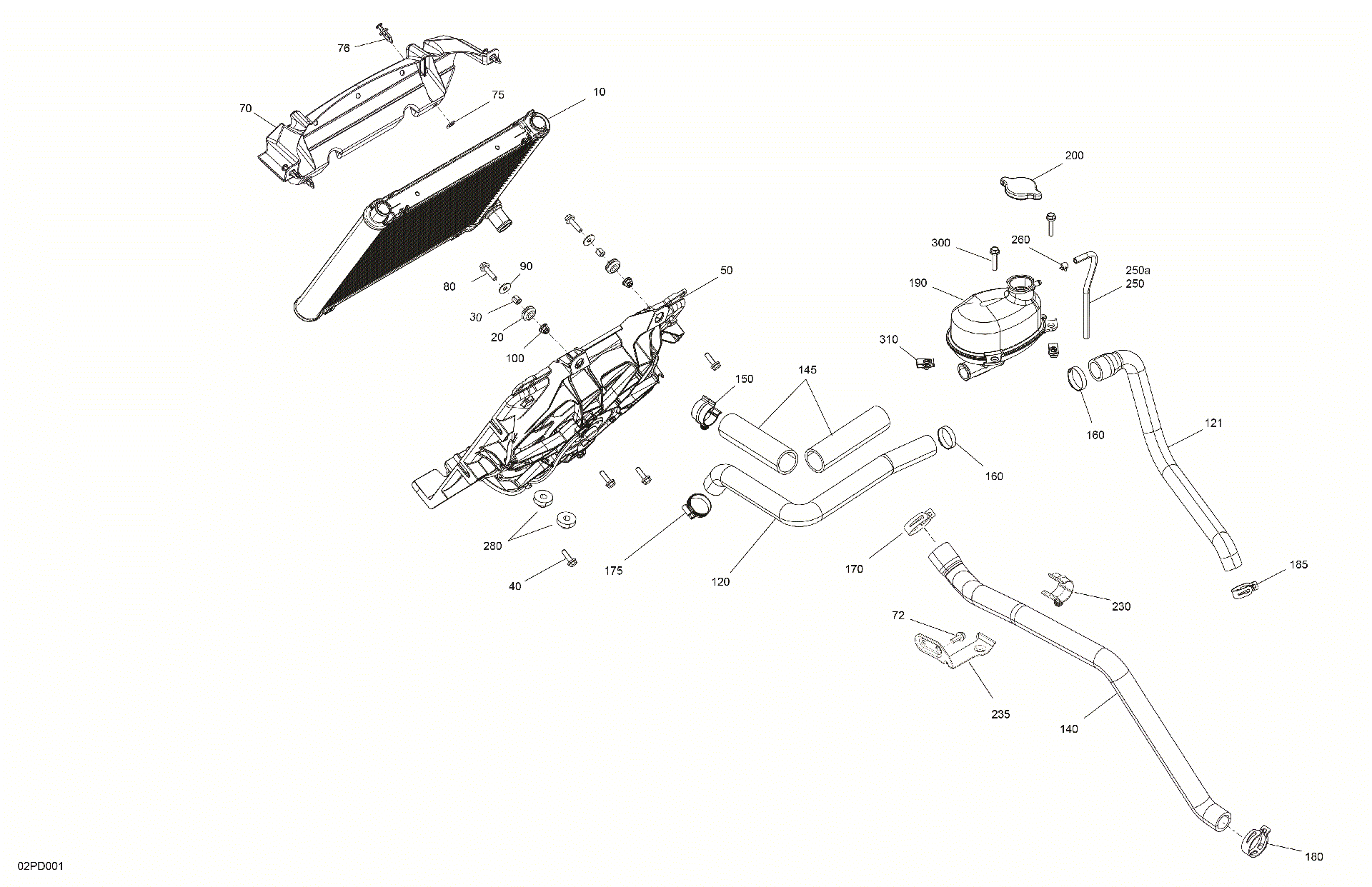An Image of a Genuine Can-Am Parts Schematic Diagram showing the schematic - ENGINE - COOLING