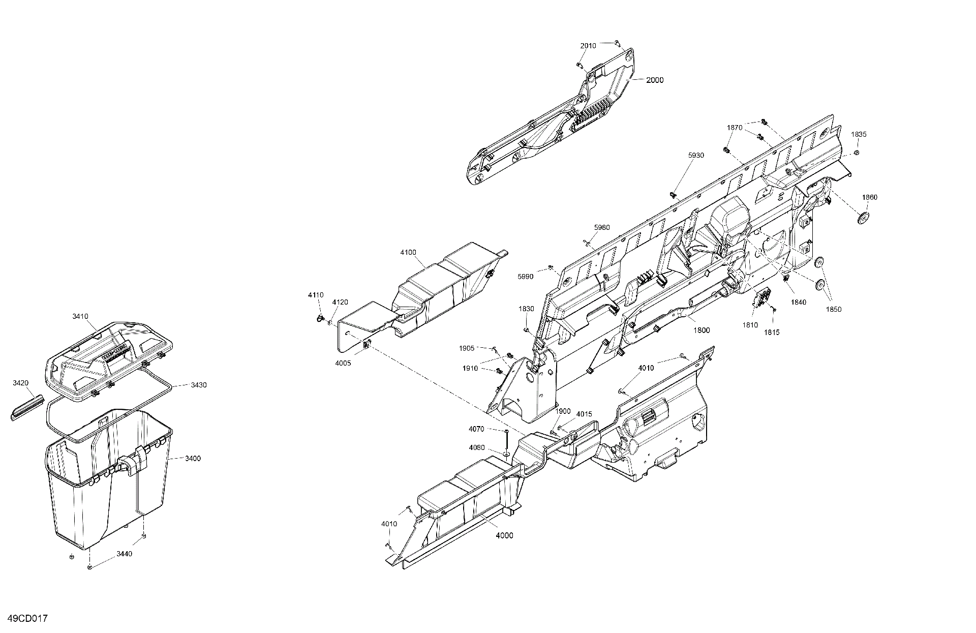 An Image of a Genuine Can-Am Parts Schematic Diagram showing the schematic - CAB INTERIOR - BACK WALL