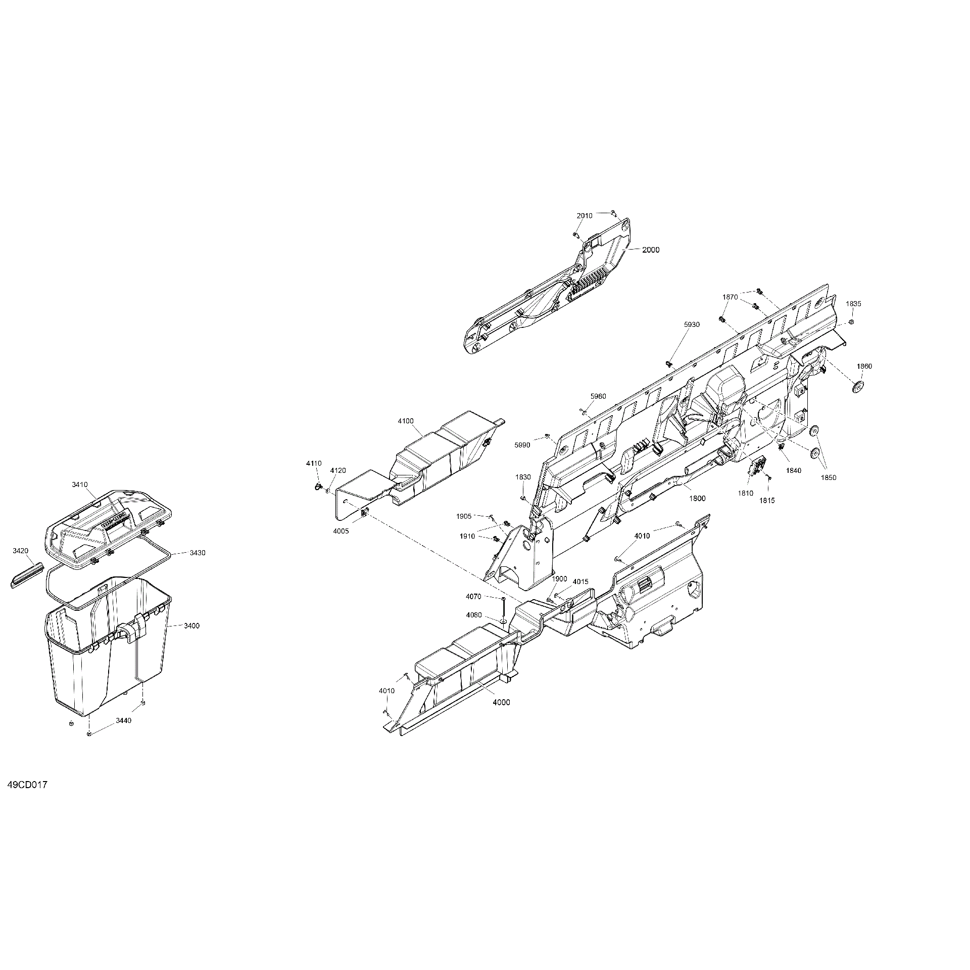 An Image of a Genuine Can-Am Parts Schematic Diagram showing the schematic - CAB INTERIOR - BACK WALL