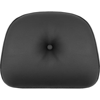 The Indian Roadsofa™ Sissy Bar Pad - Black - Pillow by Saddlemen features a leather-like black cushion with a central button tuft, smooth texture, and gently rounded edges, as seen from above.