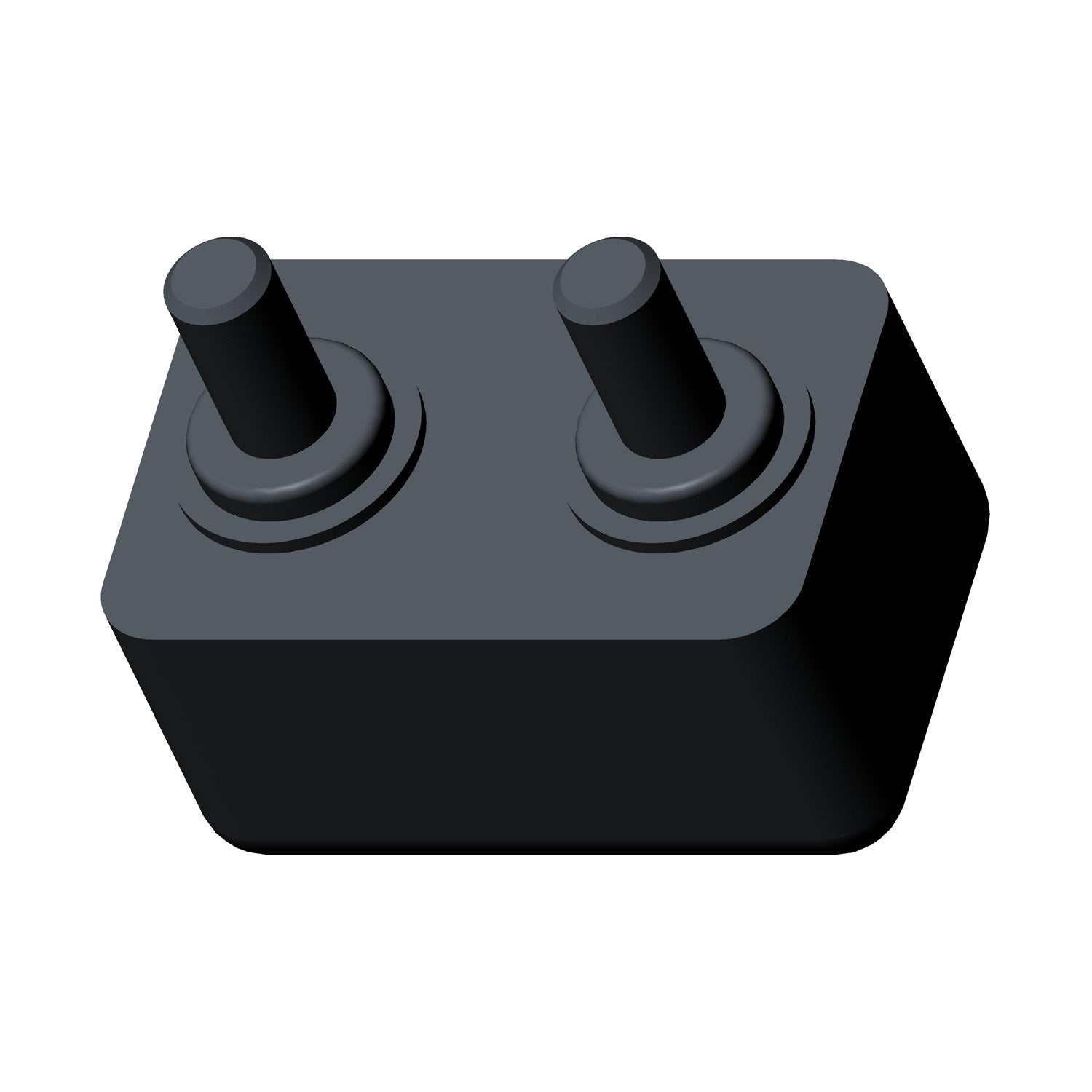 Black rectangular 10 amp Polaris circuit breaker with two round push-button switches.