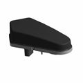 Matte black angular taillight cover with integrated mounting tabs for left side installation.
