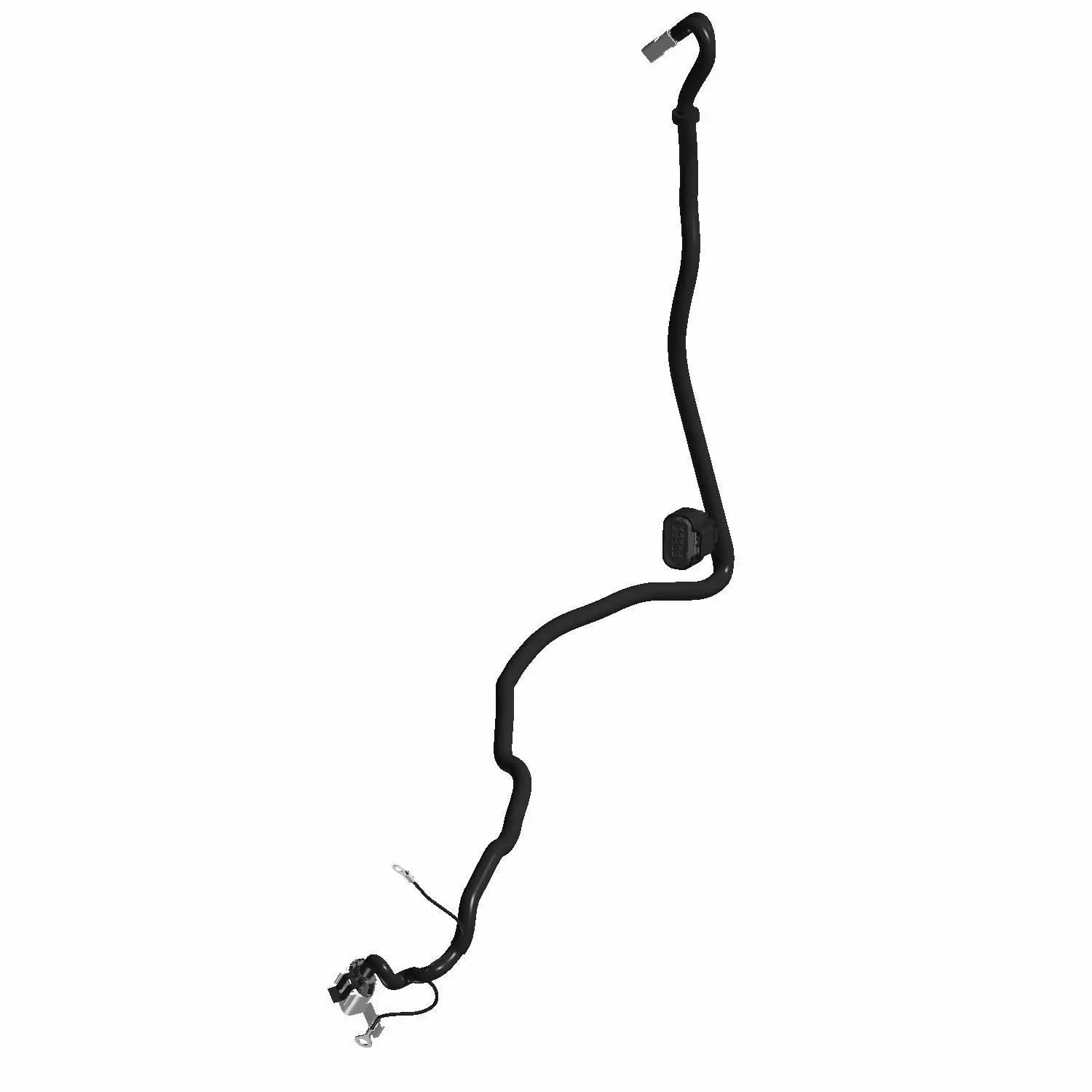 Black molded jumper harness with integrated fuse and connector ends for 12V Polaris motorcycles.