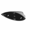 Flat black motorcycle headlight housing with smooth aerodynamic shape and mounting pegs.