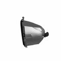 Black and gray left headlight housing for Polaris Ranger with reflective interior and mounting points.