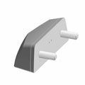 Black and gray angular license plate light with two threaded mounting bolts.