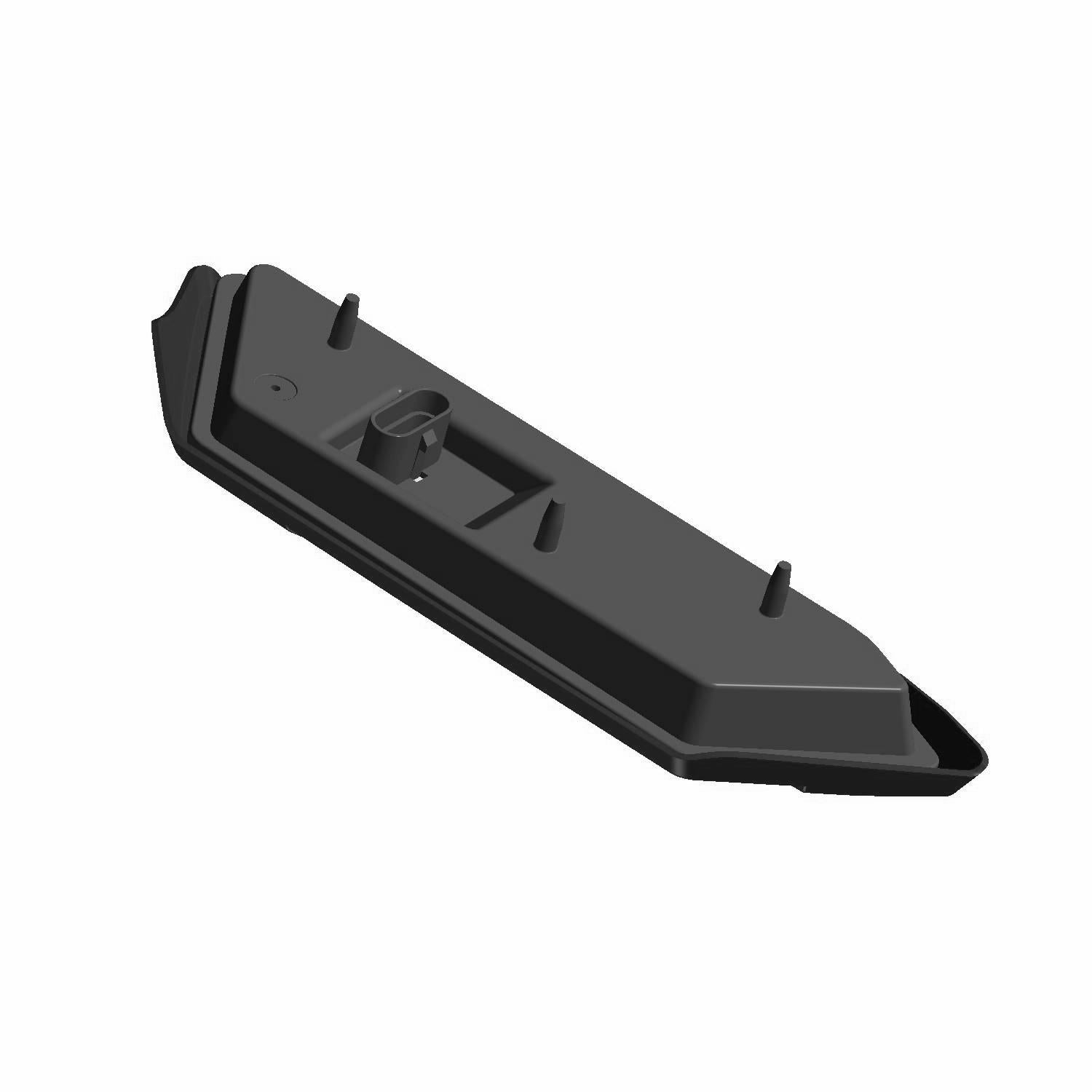 Black rectangular Polaris tail light housing with mounting studs and angular edges.