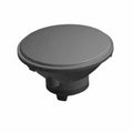 Round black halogen headlight housing with smooth top and sturdy base for motorcycle installation.