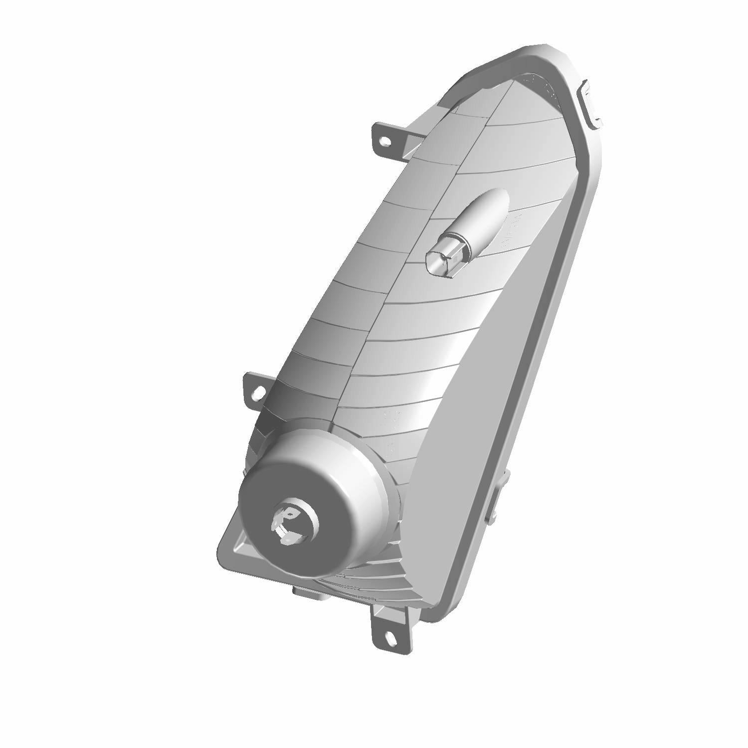 Gray triangular left headlight assembly with clear lens and mounting brackets for Polaris UTV.