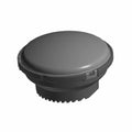 Round black LED driving light cover with smooth dome shape and locking clips.