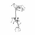 Black molded plastic and rubber automotive wiring harness with multiple connectors and clips for Polaris Ranger 570 Crew UTV.