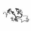 Black motorcycle fairing wiring harness with multiple connectors and clips designed for exact fitment.