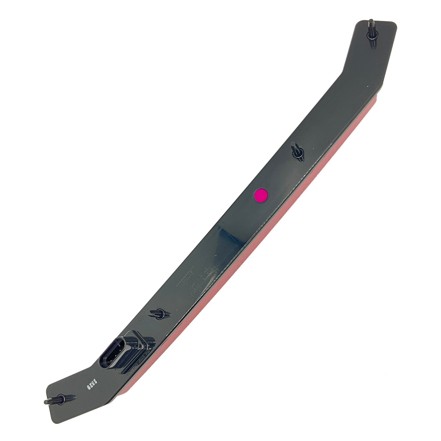 Long black curved center taillight housing with red reflector strip and mounting points.