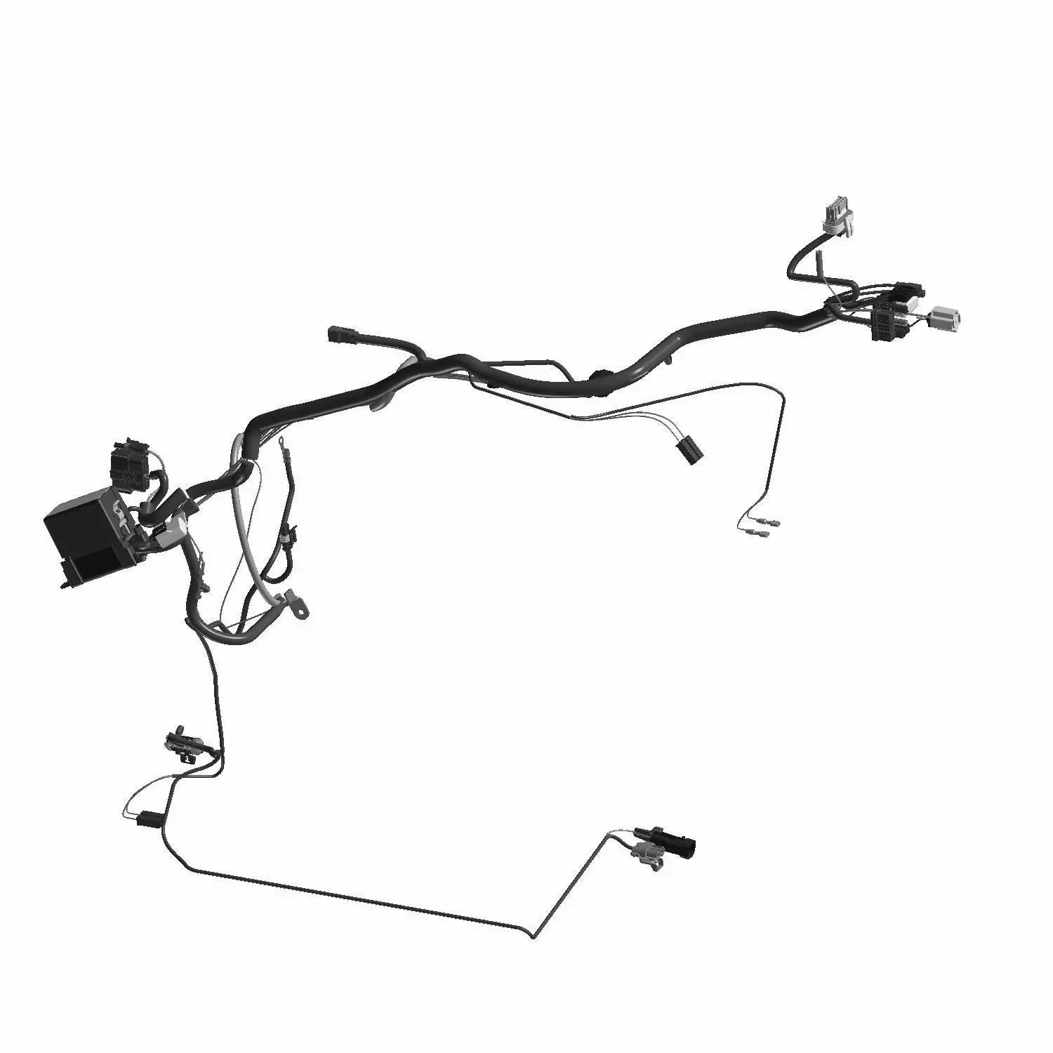 Black motorcycle wiring chassis harness with multiple connectors and integrated cables designed for Polaris cruiser models.