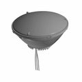 Round black LED motorcycle headlight with integrated wiring and heat sink fins.