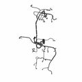 Black molded plastic and rubber UTV chassis wiring harness with multiple connectors and branches for Polaris Ranger Diesel.