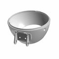 Matte black round metal headlight bucket with mounting bracket and pre-drilled holes.