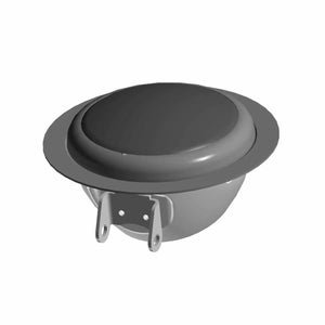 Black round metal headlight bucket with mounting brackets designed for Indian Scout Bobber motorcycles.