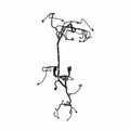 Black metal chassis wiring harness with multiple connectors and mounting points for Polaris UTV models.
