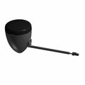 Black rear motorcycle turn signal with smooth, rounded housing and slim mounting arm.