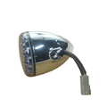 The Turn Signal, Rear Eu Chrome by Polaris is a bullet-shaped LED motorcycle headlight with a clear lens, black wire, and gray connector—perfect as an OEM upgrade for Indian Polaris Signal-Turn Rear Eu Chr models.