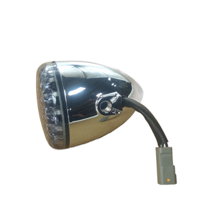 The Turn Signal, Rear Eu Chrome by Polaris is a bullet-shaped LED motorcycle headlight with a clear lens, black wire, and gray connector—perfect as an OEM upgrade for Indian Polaris Signal-Turn Rear Eu Chr models.