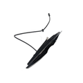 Black angular trunk tail light with attached wiring harness for Indian motorcycles.