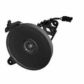 Round black 194mm motorcycle cooling fan with integrated mounting bracket and electrical connector.