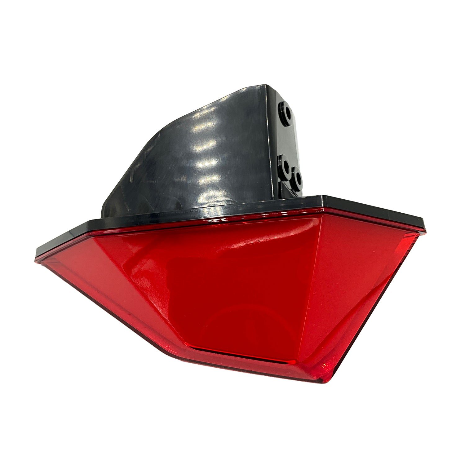 Red angular LED taillight with black mounting bracket for Polaris UTV models.