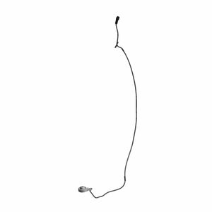 The Am/Fm Antenna Harness by Polaris features a slim black wire with a round metal tip on one end and a black connector on the other, shown on a white background—ideal for replacing parts on Indian motorcycles or Polaris vehicles.