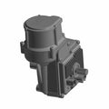 Matte black plastic and metal power steering motor for Polaris offroad vehicles with ribbed heat sink details.