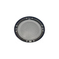 Round black metal grille with honeycomb mesh and mounting holes designed for rear speaker protection.